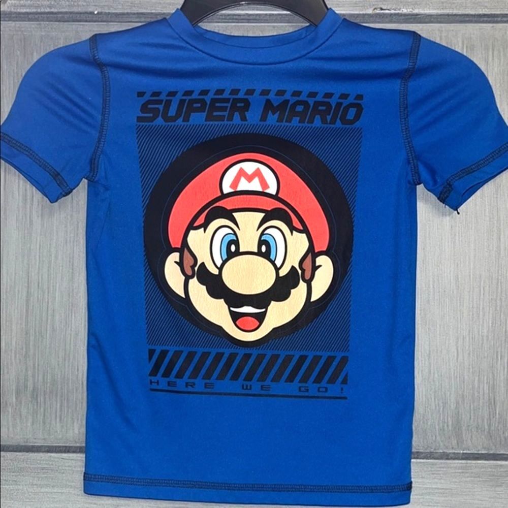 Jumping Beans Sz 5 Kids Blue Super Mario Kids Tee, character, soft, lightweight